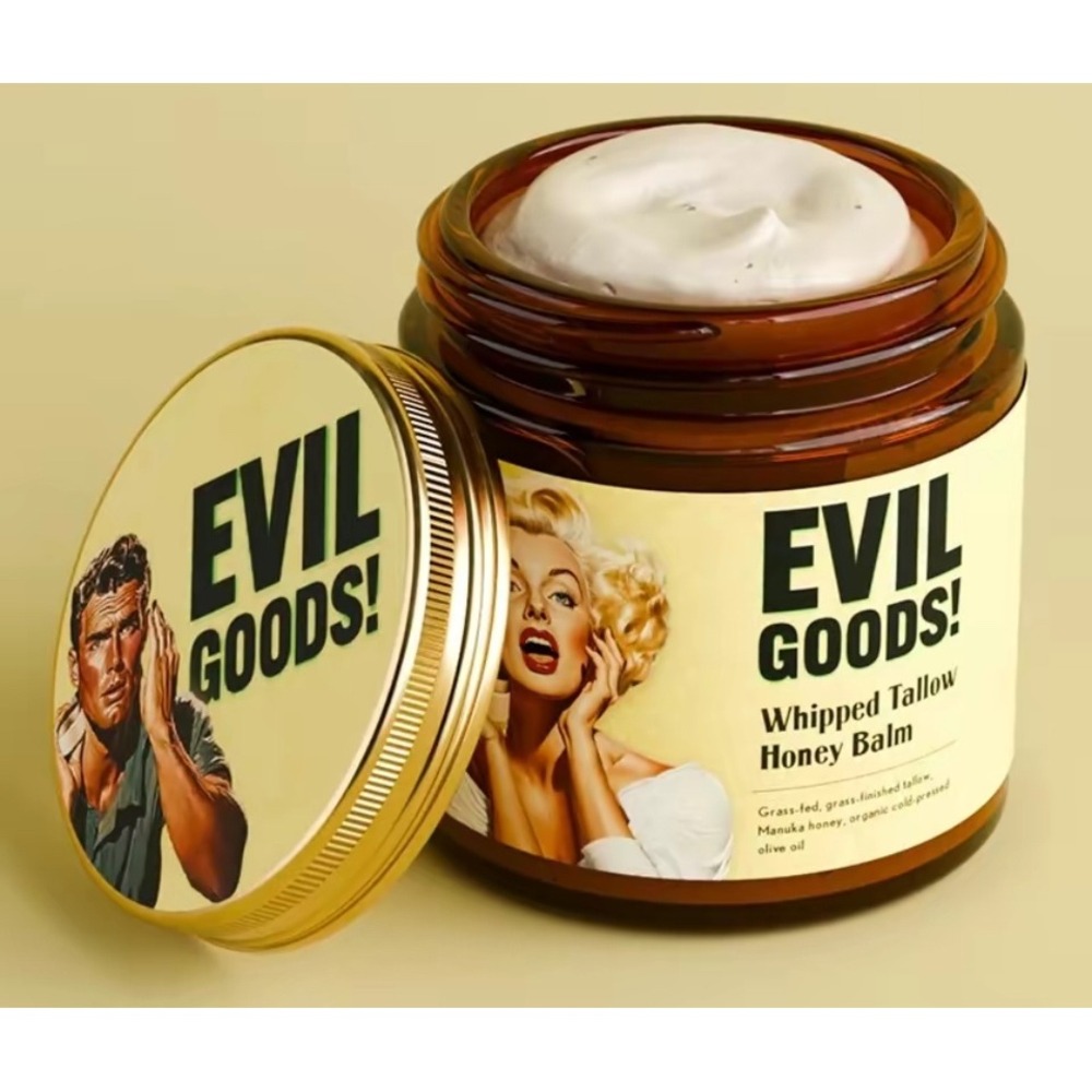 Evil Goods Whipped Tallow Honey Balm Grass-Fed Honey Organic Olive Oil Balm